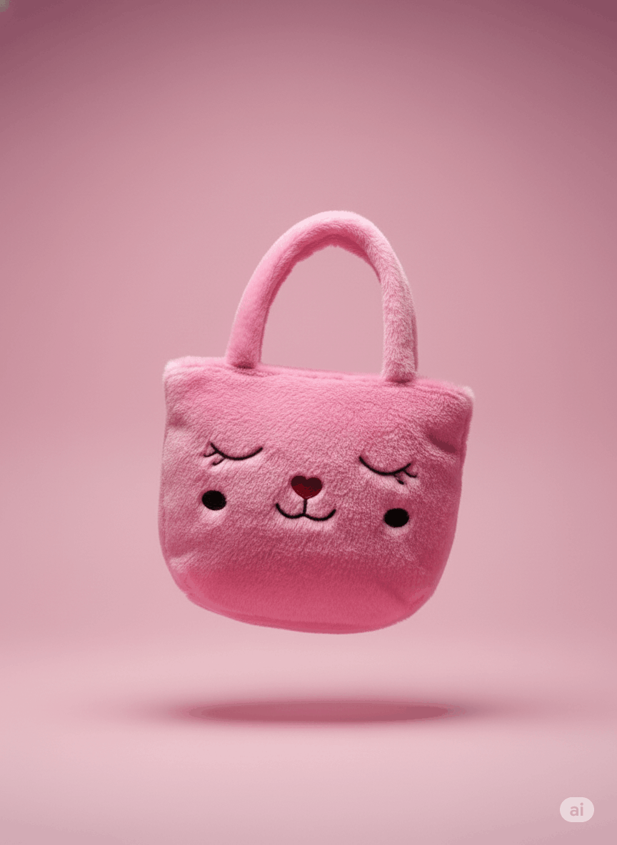 Pink Cat Plush Sling Bag for Kids Soft Cute Shoulder Bag