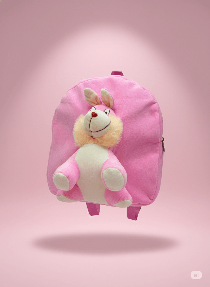 Pink Bunny Plush Backpack for Kids Cute Soft Animal School Bag